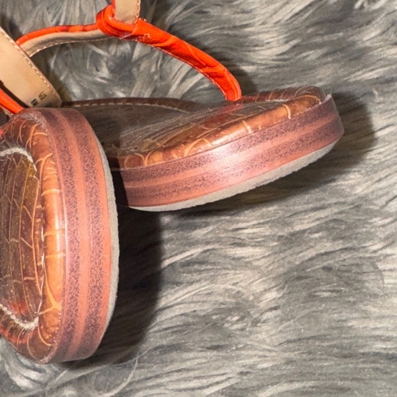 EUC Sam Edelman Gigi Orange Coral Croc Embossed Thong Sandal Flats Size 8 - Picture 2 of 8